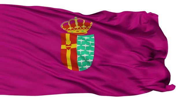 Getafe flag, city of Spain, realistic animation isolated on white seamless loop - 10 seconds long (alpha channel is included)