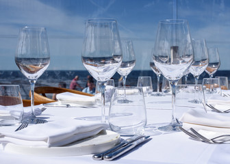 Abstract empty of wine glasses, blue background