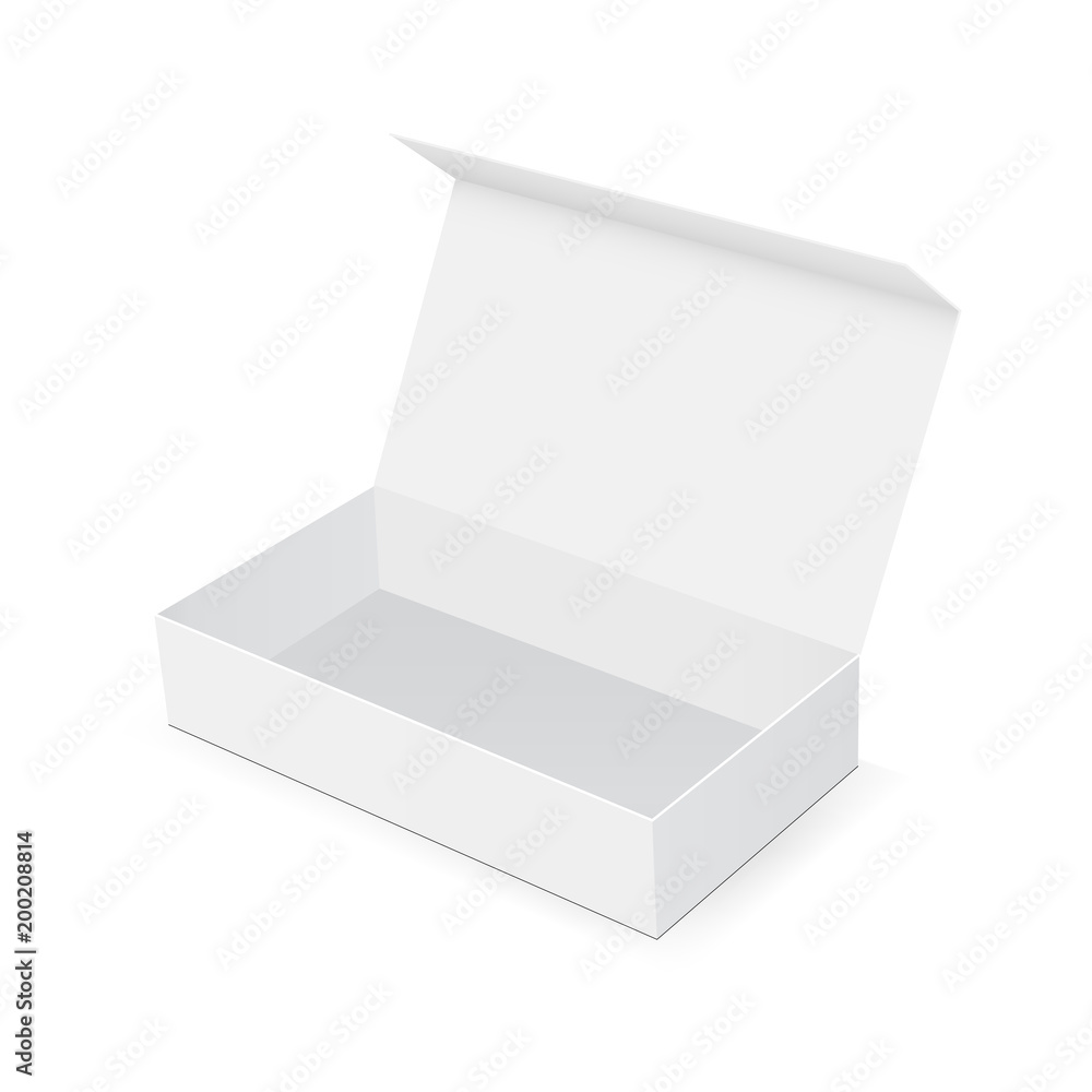 Poster empty box with open lid isolated on white background. display your design on this mock up. vector il
