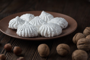 White zephyr marshmallow with walnut and hazelnut