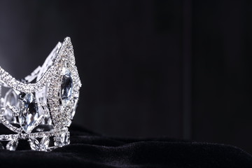 Diamon Silver Crown for Miss Pageant Beauty Contest, Crystal Tiara decorate