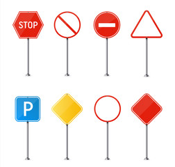 Creative vector illustration of road sign isolated on background. Art design. Abstract concept graphic element. Mockup template for a text. Highway traffic blank plate