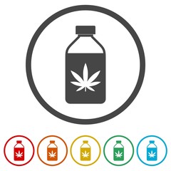 Marijuana leaf icon, Bottle icon, 6 Colors Included
