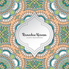 Ethnic floral seamless pattern with mandalas