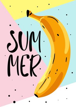 Pop Art Summer Poster With Banana