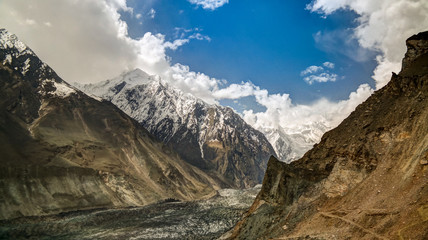 View to Bwaltar peak and Barpu glacier, Karakorum mountains Pakistan