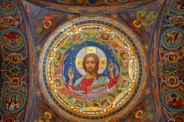Fototapeta na wymiar Interior of the church of the Savior on Spilled Blood, St Petersburg Russia