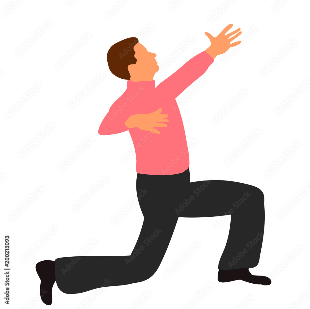 Canvas Prints vector, isolated, flat style icon, guy dancing