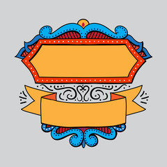 Festive hand drawn frame. Vector illusration of banner in vintage style. Banners for invitation, card, poster, stiker, postcard, show.