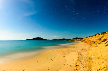 Obraz premium Scenics from the bay of Cabo Pulmo, where the desert meets the sea, Baja California sur Mexico.