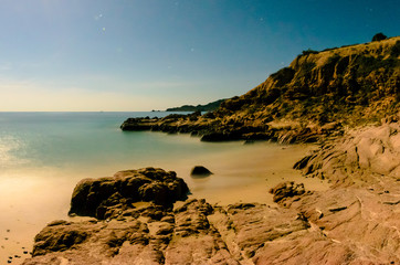 Obraz premium Scenics from the bay of Cabo Pulmo, where the desert meets the sea, Baja California sur Mexico.