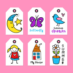 Vector childish tags.