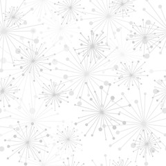 Floral Seamless pattern texture with grey abstract dandelion flowers.