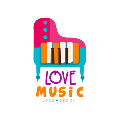 Music logo with colorful grand piano