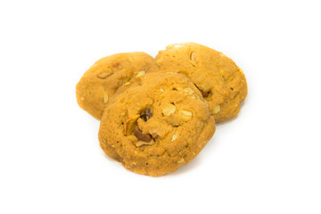 Cookies made from alginate Tierra placed large stacked pieces. Put on white background