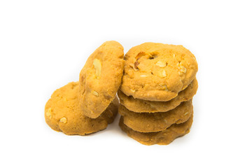 Cookies made from alginate Tierra placed large stacked pieces. Put on white background