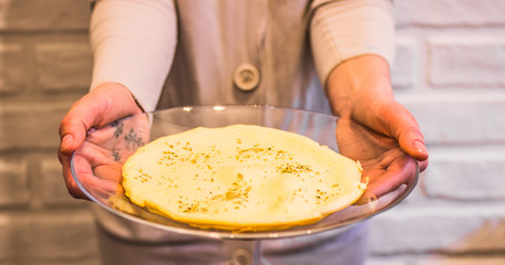 Egg omelette on a transparent plate
