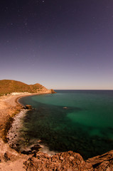 Obraz premium Scenics from the bay of Cabo Pulmo, where the desert meets the sea, Baja California sur Mexico.