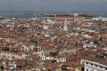 A landscape panorama of the old and modern city of Venice, Italy