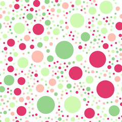 Colorful polka dots seamless pattern on black 20 background. Interesting classic colorful polka dots textile pattern. Seamless scattered confetti fall chaotic decor. Abstract vector illustration.