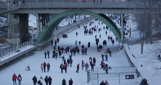 Tourists skating on rideau canal -Ottawa Ontario Canada February 18th 2018