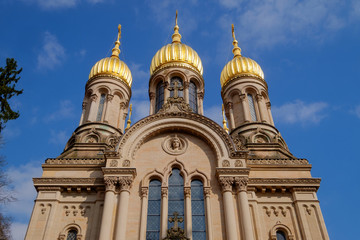 Fototapeta na wymiar Russisch-orthodoxe Kapelle in Wiesbaden