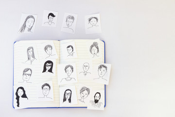 facebook, book with faces