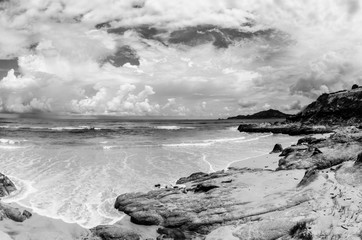 Obraz premium Scenics from the bay of Cabo Pulmo, where the desert meets the sea, Baja California sur Mexico.