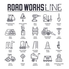 People working on robots assembly line vector outline icons. Robotic production thin line illustration. Banner with typography slogan text design.  © chocostar