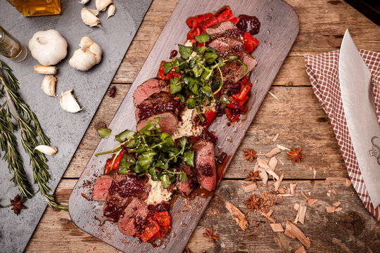 Gerauchtes vom Hirsch und Sellerie mit Paprika No1