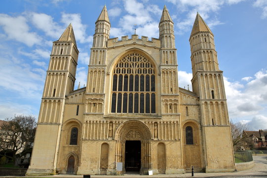 The main entrance of the Cathedral in Rochester, UK