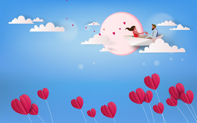 A couple in paper holding hands. Love concept. Will you marry me? Happy Valentine's Day wallpaper, poster, card. Vector illustration