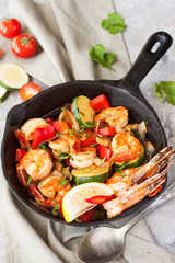 Shrimp and vegetables skillet