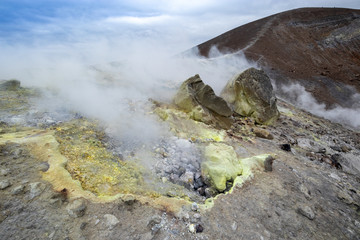 fumaroles on the crater of Vulcano