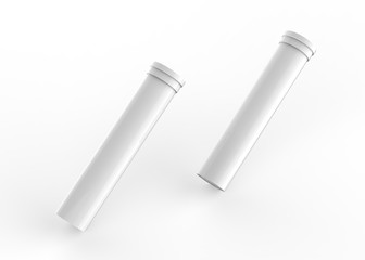 Effervescent Tablets Tube Mock-up On Isolated White Background, 3D Illustration