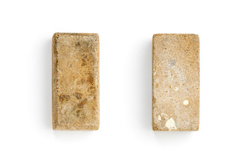 back and front of an old cork sanding block