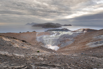 panorama of Vulcano, Vulcanello, Lipari, Salina and the other Eolian eisole s