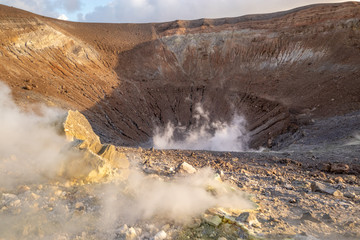 the crater of Vulcano with fumaroles