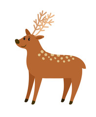 Spotted cartoon deer on white
