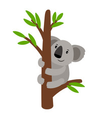 Grey koala on tree © ssstocker