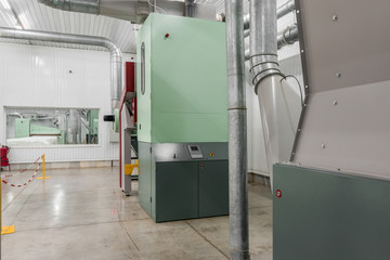 equipment in the processing shop in the textile factory