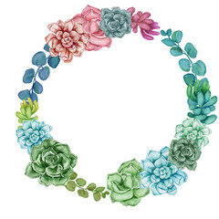 Watercolor succulent wreath.