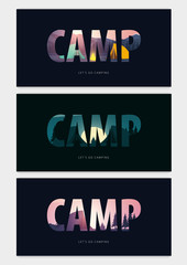 Theme of wild nature, survival in the wild, hunting, camping, trip. Mountain landscape. Wildlife. Vector Illustration