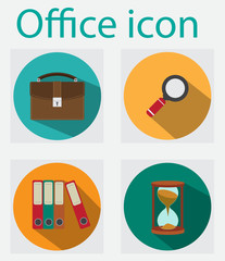 Flat office icon set