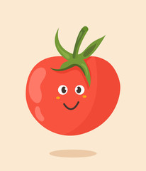 Bright poster with cute cartoon tomato