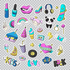 Fashion Patch Badges Icon Set
