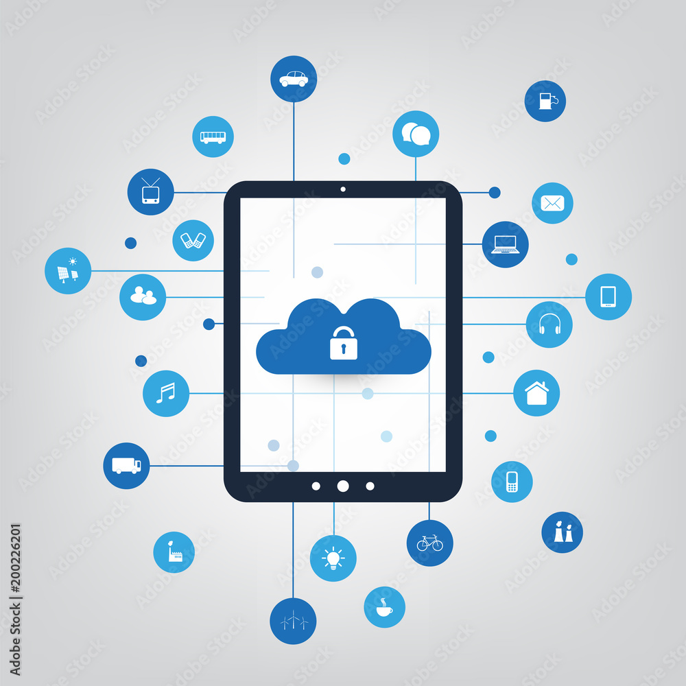 Poster cloud computing design concept - digital network connections, technology background