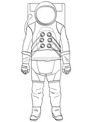 A man astronaut in a suit is isolated Object on white background. Coloring for children