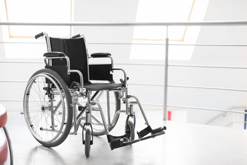 Empty modern wheelchair in hospital