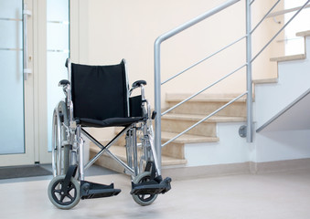 Empty modern wheelchair in hospital